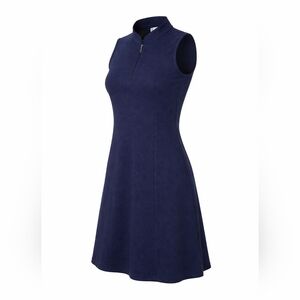 Greg Norman Collection Navy Sleeveless Zip-Front A-Line Golf Exercise Dress M